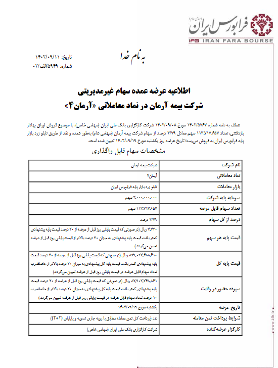 اطلاعیه عرضه عمده