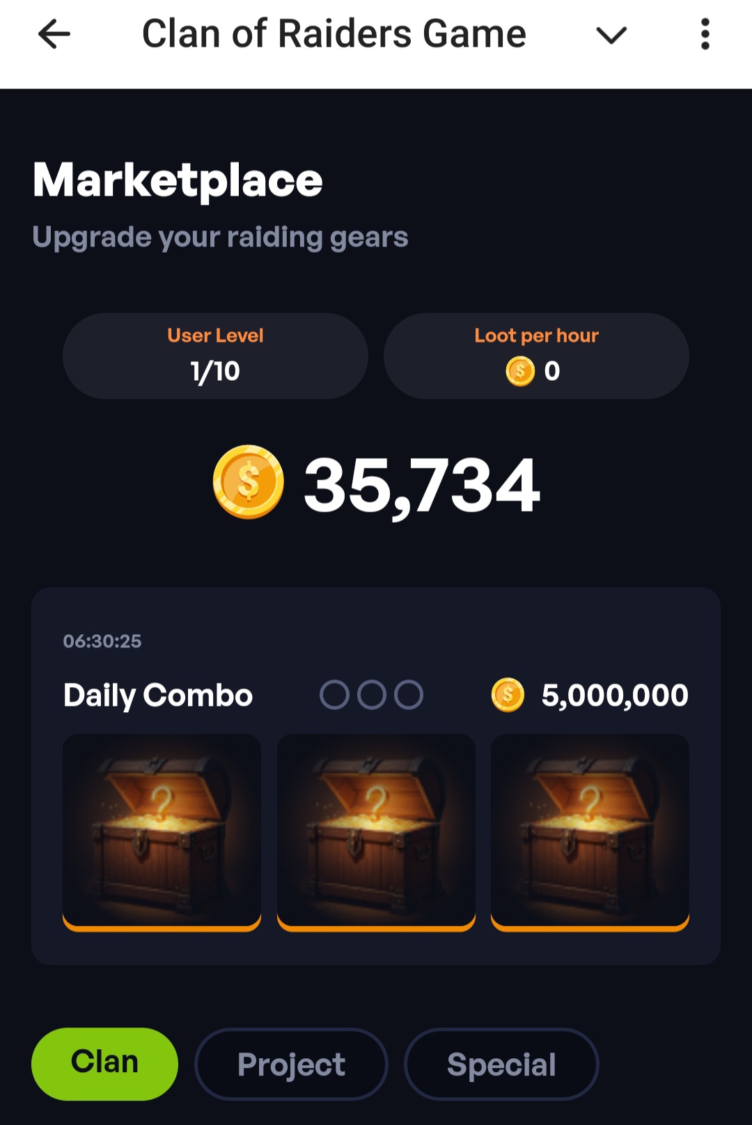 Clan of Raider Game Daily Combo