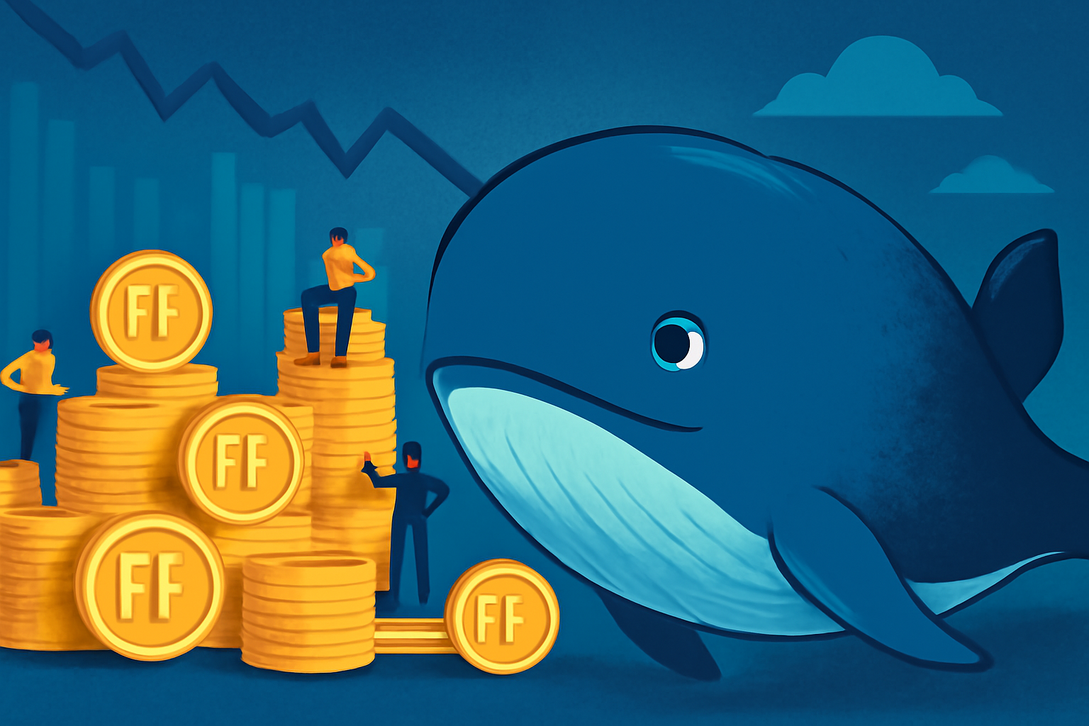 نهنگ‌ها به جمع‌آوری توکن FF در فالکون فایننس ادامه می‌دهند و باعث کاهش 37.9 درصدی قیمت آن می‌شوند