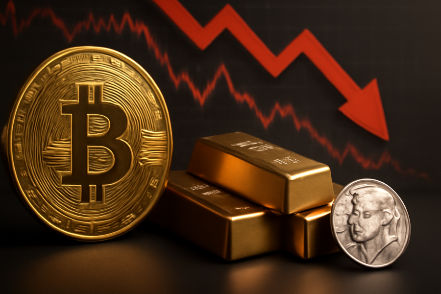 تحلیل قیمت‌های بیت‌کوین، طلا و نقره؛ روند نزولی و پیش‌بینی سقوط‌های احتمالی
