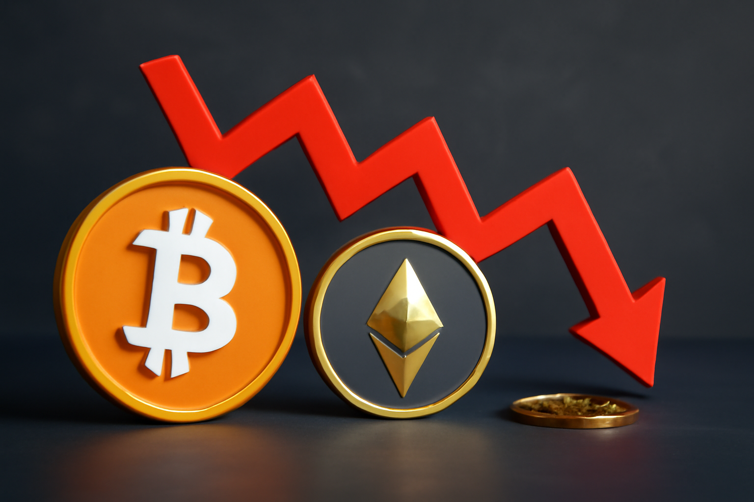 بازار کریپتو با کاهش 2٪ و افت ارزش بیت‌کوین و اتریوم روبه‌رو است
