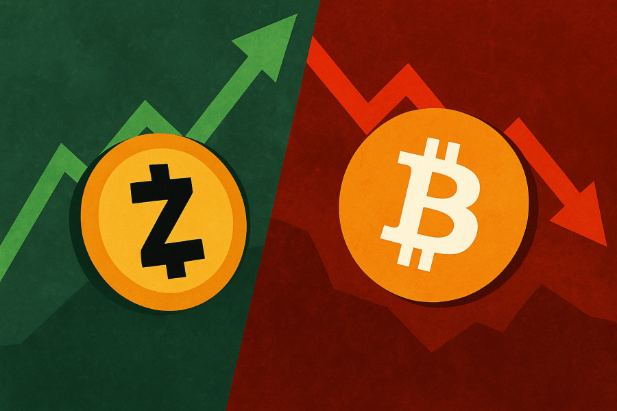رشد قدرتمند Zcash همزمان با افت بیت‌کوین؛ همبستگی منفی تقویت شد